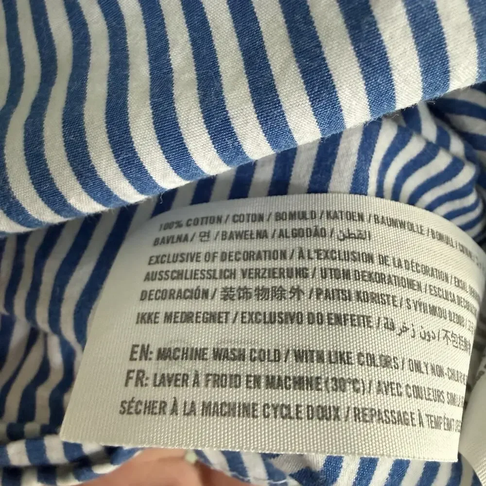 Y2K Hollister Shirt Mens XXL Long Sleeve Button Front Pocket Logo Blue White - Picture 4 of 4